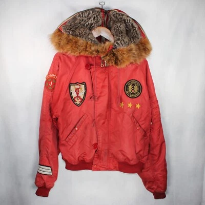 US Navy Flying Jacket N2B Jaggy Flying Brigade LA Fitch Oversized M Red Hooded - Image 1 of 4