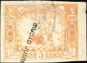 MEXIKO, 1896-97. Revenue Contributione CF113, gebraucht - Bild 1 von 1