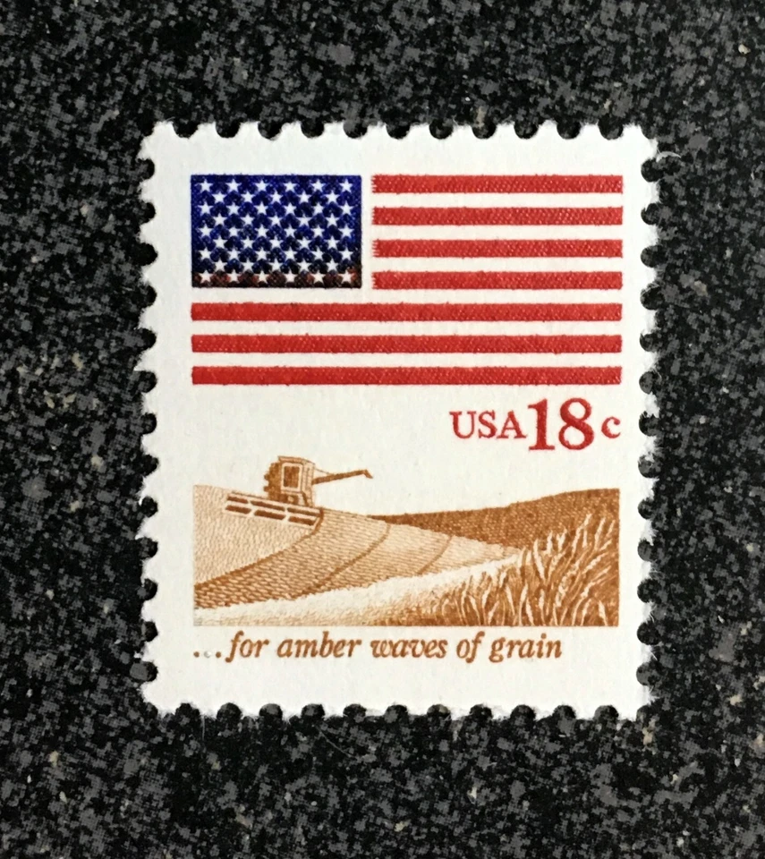 USA1981 #1890 18c Flag - Amber Waves of Grain - From Sheet   Mint  combine wheat - Image 1 of 1