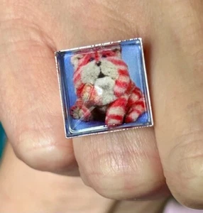 Handmade BAGPUSS RING unique ADJUSTABLE fab! RETRO vintage BBC kids tv PINK CAT - Picture 1 of 3