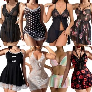 Women's Sexy Lingerie Sleepwear Babydoll Underwear Lace Dress G-String Nightwear - Picture 1 of 288