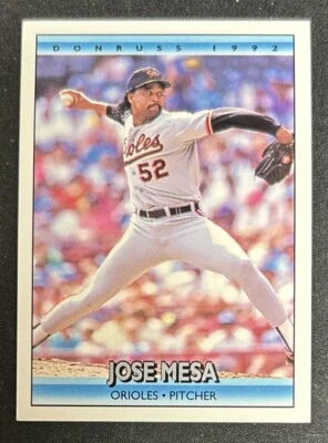 Tarjeta de béisbol Donruss Jose Mesa 1992 #773 Orioles Pitcher en muy buen estado sin usar Foto 1 de 2