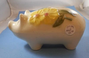 VTG Shawnee (Rare) Hand-Painted Ceramic Floral Piggy Bank, Art Pottery 1930’s T5 - Picture 1 of 6