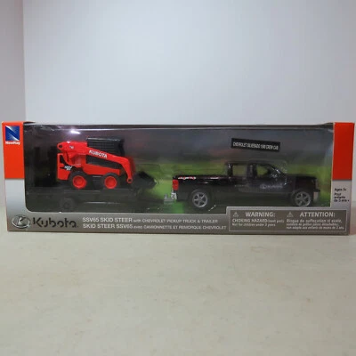 New Ray Kubota SSV65 Skid Steer w/Chevy Pickup Set  1/43 KB-SS-34203-B - Image 1 of 4