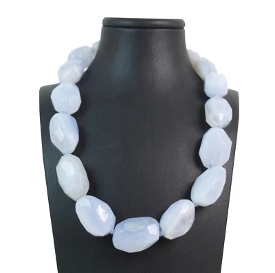 Collana in Calcedonio e chiusura in Argento 925. Made in Italy - Immagine 1 di 3