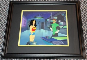 PRODUCCIÓN SUPERFRIENDS ANIMACIÓN CEL OF WONDER WOMAN Y LINTERNA VERDE ENMARCADA OBG - Imagen 1 de 2