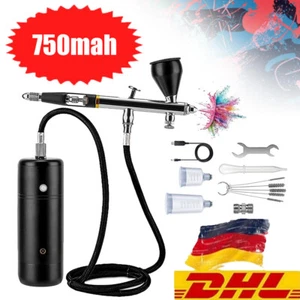 AIRBRUSH SET MIT SPRITZPISTOLE kabelloses KOMPRESSOR KOMPLETT SET SprühPistole - Bild 1 von 18