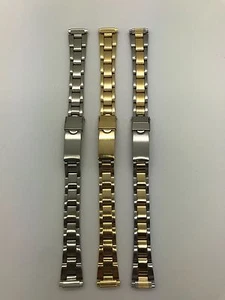 12mm 14mm Gold and Silver Stainless Steel Metal Watch Band Ladies RX3 - Imagen 1 de 16
