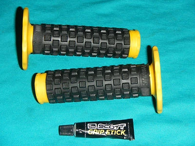 7/8 inch HANDLE BAR MX GRIP SET Maico Rokon Gas Gas Ducati Penton DKW YELLOW - Image 1 of 4