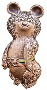 USSR 1980 Olympics Games In Moscow Misha Bear Mascot Badge - Picture 1 of 2