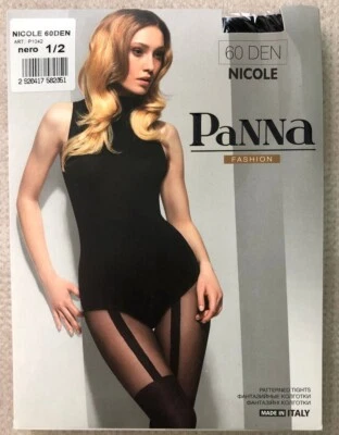 Panna 'NICOLE' Mujer Medias Imitación Medias con Raya Vertical 60D Negro Foto 1 de 4