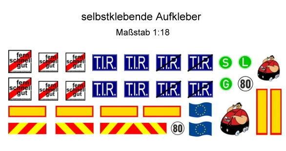 SDK LKW Truck Aufkleber-Set Decals Sticker TIR Fern Schnell Gut - 1:18