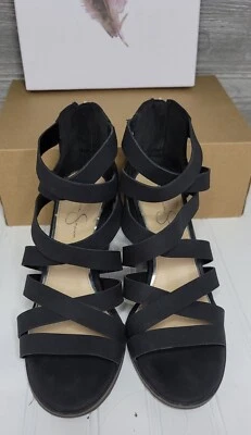 Jessica simpson kalania black leather block heel strappy sandal Size 11 With Box - Image 1 of 4
