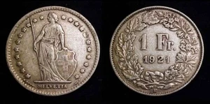 SWITZERLAND 1921 B 1 Franc F+ - Picture 1 of 1