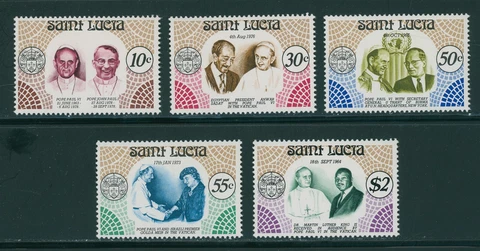 St. Lucia Scott #460-464 MNH Popes Paul VI John Paul I CV$2+ 396343 Cover