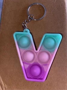 Letter V Pop Fidget Keychain - Picture 1 of 4