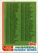 1982 Topps Traded #132T Checklist: 1-132  