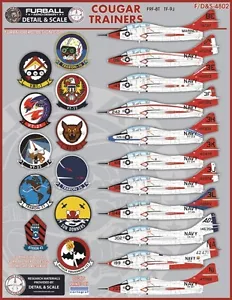 1/48 Furball Cougar Trainers TF-9J decals for the Kittyhawk kit - Picture 1 of 9