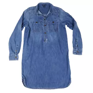 American Living Denim Dress Long Sleeve Button Front Shirt Dress Womens M Blue - Picture 1 of 8