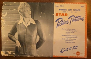 STAR Picture Pattern No. 505 Woman's Coat Sweater Sizes 38 - 40 - 42 Uncut 1947 - Picture 1 of 4