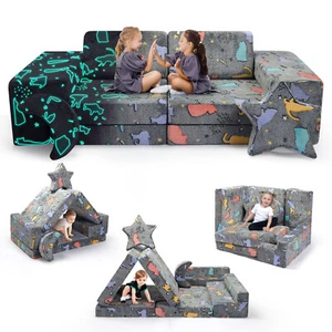 1.4M Kids Couch Sofa Fold Out Couch Play Set Modular Foam Play Couch 9PCS - Picture 1 of 12