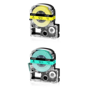 2PK Compatible with EPSON LK-4YBW 4GBP LabelWorks LW-300 Yellow/Green 12mm Tape - Imagen 1 de 11