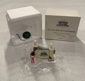 Used Retired Department 56 55727 Village Sign with Snowman w/Box C86 - Picture 1 of 5