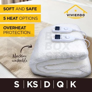 Electric Blanket 350GSM Fully Fitted Washable Heated Single Double Queen King - Picture 1 of 72