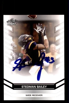 Tarjeta de fútbol americano firmada automática Stedman Bailey 2013 Leaf Draft #66 West Virginia Foto 1 de 2