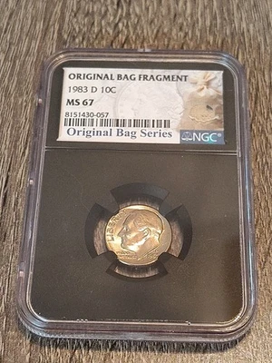 1983-D 10c Roosevelt Dime MS67 NGC Original Bag Fragment Series 10¢ 10 Cents - Image 1 of 4