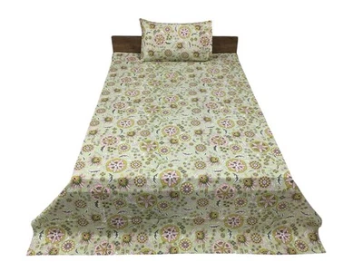 Wholesale Hand Block Printed Cotton Bedsheet With Pillow Covers Indian Bedsheet - Image 1 of 4
