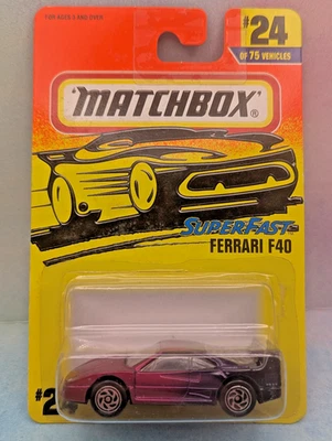 1996 Matchbox Super Fast FERRARI F40 #24/75 ☆ Magenta ➽ Purple ☆diecast - Image 1 of 3