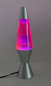 Lava Lamp 14.5" Motion & Glitter Model 2000 F2107 Silver Purple Lava Pink Liquid - Picture 1 of 24