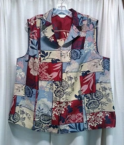 CJ Banks Damen Weste bunt Blumen Gobelin Patchwork durchgehender Reißverschluss  - Bild 1 von 7