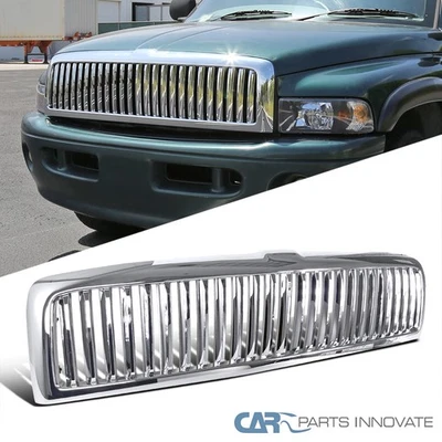 Fit 94-01 Ram 1500 94-02 Ram 2500 3500 Vertical Polished Chrome ABS Front Grille - Image 1 of 4