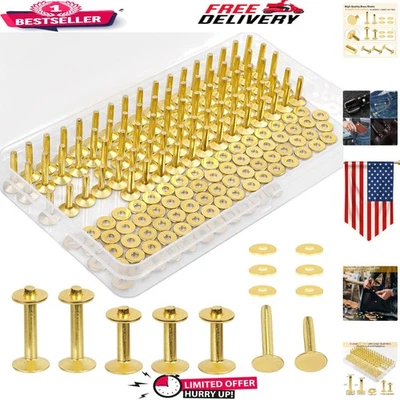 154 Pcs Smooth Brass Rivets & Burrs - Perfect for Leather Craft Projects - Image 1 of 4