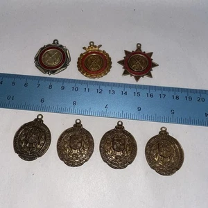 Vintage Rifle Association Pendants / Fobs x7 - Made Of Copper, Brass & Steel Ect - Picture 1 of 9