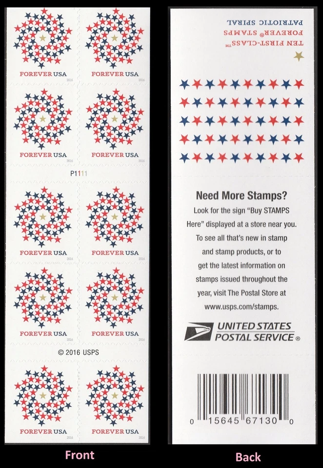 US 5131a Patriotic Spiral F booklet 10 MNH 2016 - Image 1 of 1