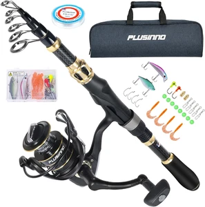 Fishing Rod & Reel Combo,Telescopic Fishing Rod Kit with Spinning Reel - Picture 1 of 16
