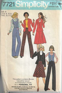 Vintage Simplicity Muster #7721-Junior/Teenager-Jacke-Weste-Rock-Hose 7/8 & 9/10 - Bild 1 von 1
