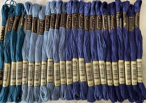 Anchor Stranded Sticktwist Mouline Cotton Floss Lot of 23 Blues Series 170's New - Picture 1 of 4