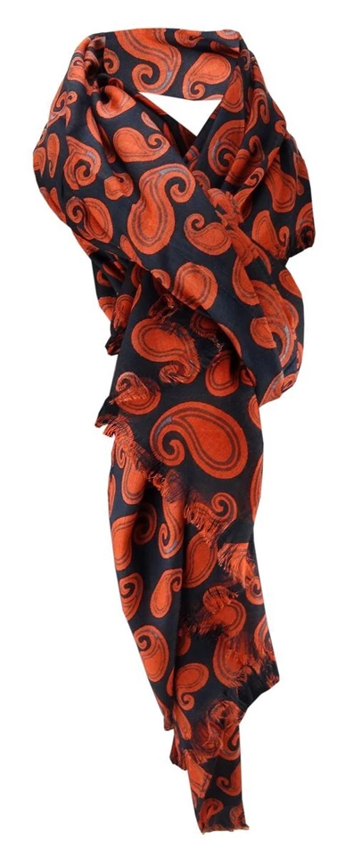 OHNE MARKENNAME edler Schal in rotbraun schwarz grau Paisley gemustert - Schalgröße 180 x 100 cm