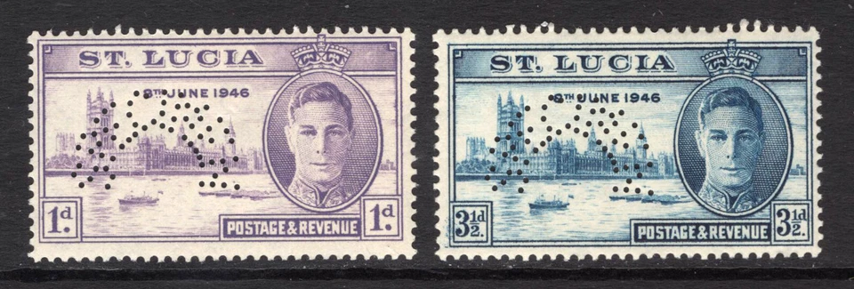 M21303 Santa Lucía 1946 SG142S/3S - 1946 Victoria par ESPECIMEN PERFORADO. Foto 1 de 1