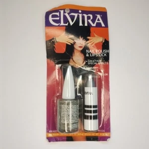 Elvira Mistress Of The Dark 1997 Sliver Nail Polish & Lipstick (New, Sealed) - Picture 1 of 8