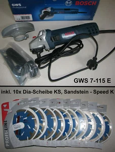 Bosch GWS 7-115 Winkelschleifer + 10x Speed K ESTRICH 115 Trennscheibe Sandstein - Bild 1 von 2