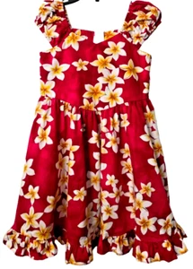 Vintage Royal Hawaiian Dress 6 Fit Flare Hibiscus Floral Lilo Red Beach Cruise - Picture 1 of 4