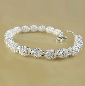 Hollow Ball Chain Silver Bracelet - Picture 1 of 7