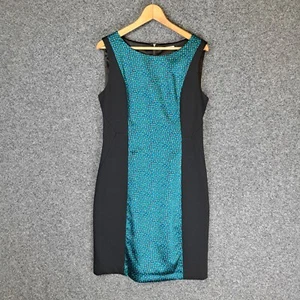 Tahari Womens Dress Size 14 Blue Black Stretch Office Work - Picture 1 of 8
