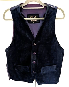 CITY REAL LEATHER Deep aubergine Waistcoat Mens Size Medium - 19" pit to pit - Picture 1 of 5