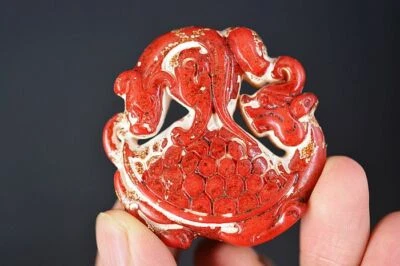 Уникальный китайский красный старый нефрит резной * дракон черепаха и ящерица * подвеска A6 - Изображение 1 из 4